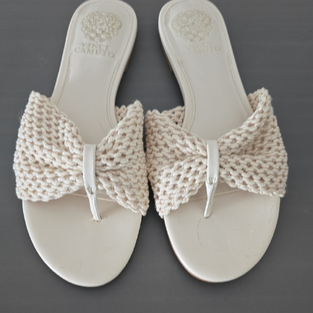 Vince Camuto Bobbiey Beige Knitted Bow Sandals
